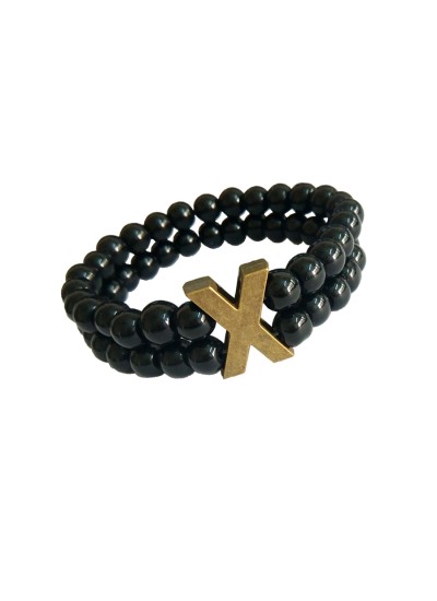 Cross Charm Onyx Stone Bracelet